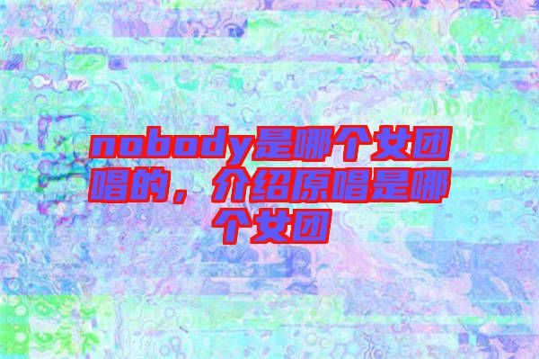nobody是哪個女團唱的，介紹原唱是哪個女團