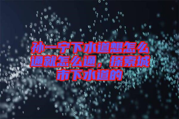 孫一寧下水道想怎么通就怎么通，探索城市下水道的