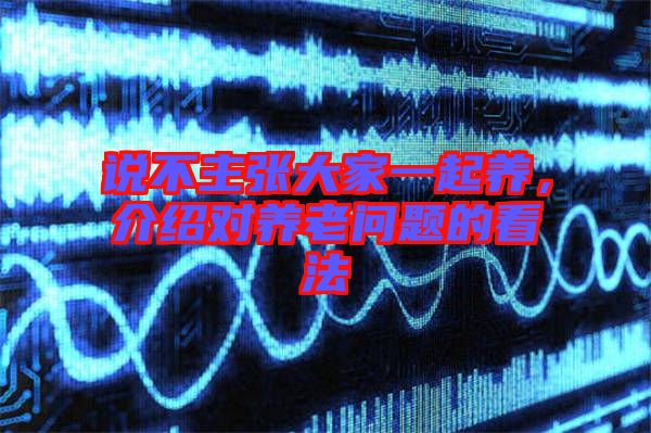 說不主張大家一起養，介紹對養老問題的看法