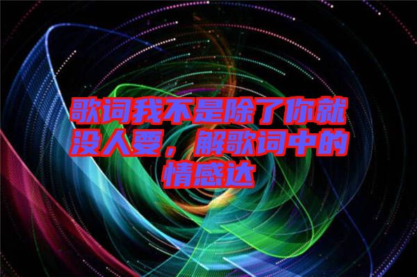 歌詞我不是除了你就沒人要，解歌詞中的情感達