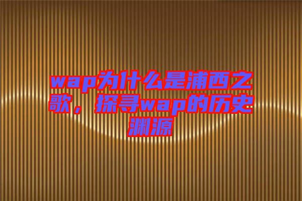 wap為什么是浦西之歌，探尋wap的歷史淵源