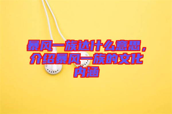 暴風一族達什么意思，介紹暴風一族的文化內涵