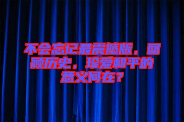 不會忘記最震撼版，回顧歷史，珍愛和平的意義何在？