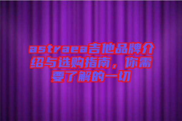 astraea吉他品牌介紹與選購(gòu)指南，你需要了解的一切
