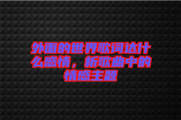 外面的世界歌詞達什么感情，析歌曲中的情感主題