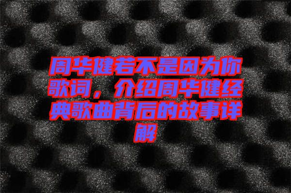 周華健若不是因為你歌詞，介紹周華健經典歌曲背后的故事詳解