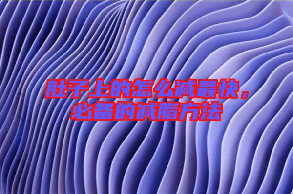 肚子上的怎么減最快，必備的減脂方法