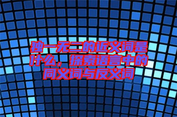 獨(dú)一無二的近義詞是什么，探索語言中的同義詞與反義詞