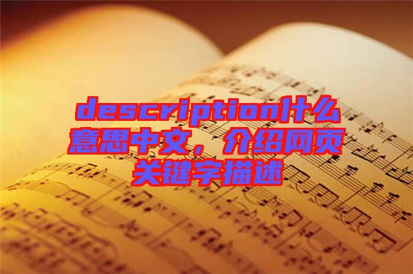 description什么意思中文，介紹網頁關鍵字描述