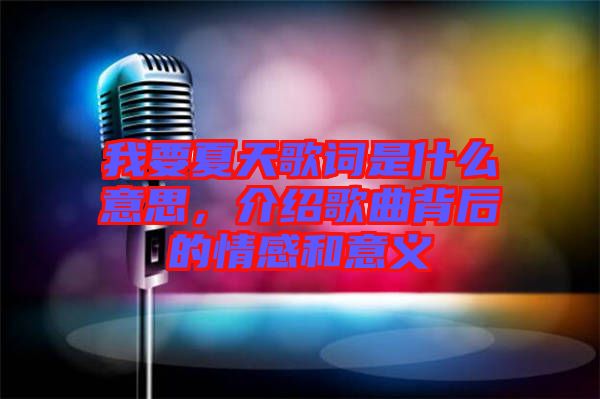 我要夏天歌詞是什么意思，介紹歌曲背后的情感和意義
