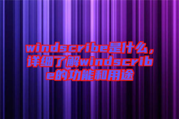 windscribe是什么，詳細了解windscribe的功能和用途