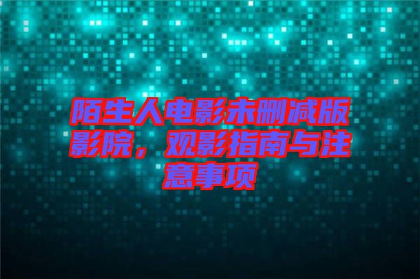 陌生人電影未刪減版影院，觀影指南與注意事項(xiàng)
