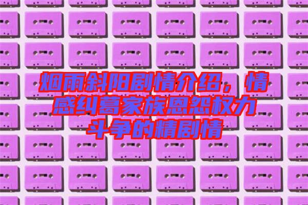 煙雨斜陽劇情介紹，情感糾葛家族恩怨權力斗爭的精劇情