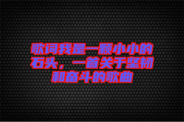 歌詞我是一顆小小的石頭，一首關于堅韌和奮斗的歌曲