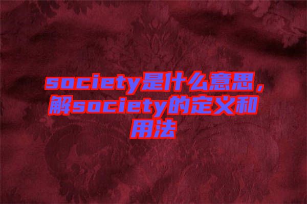 society是什么意思，解society的定義和用法