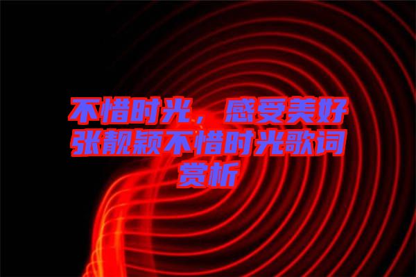 不惜時(shí)光，感受美好張靚穎不惜時(shí)光歌詞賞析