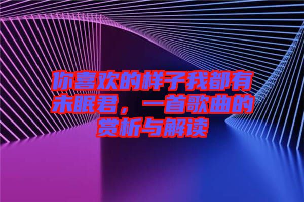 你喜歡的樣子我都有未眠君，一首歌曲的賞析與解讀