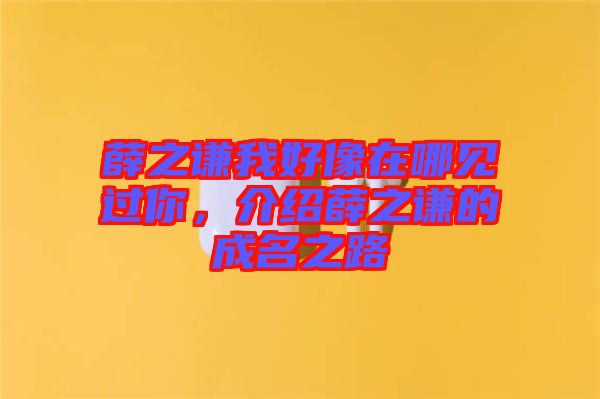 薛之謙我好像在哪見過你，介紹薛之謙的成名之路