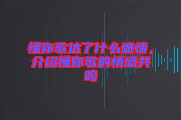 懂你歌達了什么感情，介紹懂你歌的情感共鳴