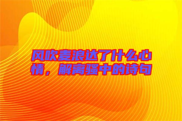 風吹麥浪達了什么心情，解離騷中的詩句